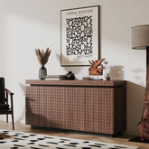 Sideboard Buffet Cabinet,Modern Accent Storage Sideboard, Luxurious Floor Cabinet Buffet with Freestanding Anti Dumping for Kitchen, Living Room, Entryway, Hallway,58.3" Wide 4-Door Sideboard(Brown)