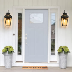 21"(H) 1-Pack Outdoor Wall Lantern Light – Modern Black Metal & Clear Glass Sconce for Porch, Patio, and Garden Lighting (Bulb Not Included)
