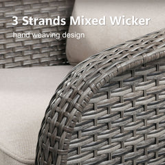 Outdoor Swivel Rocking Wicker Chairs Set of 2, PE Rattan Patio Glider Chairs with Beige Cushions for Porch or Backyard
