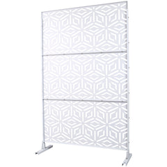 Outdoor & Indoor Privacy Screen Metal Privacy Screen 76" H×48" W, Freestanding Decorative Privacy Screen for Deck Balcony Patio, Privacy Fence Panels for Outside Lawn Garden PS115 WHITE