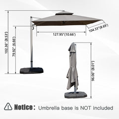 9'x 11' Rectangle Cantilever Umbrella with Center Pole, Gray (Base Not Included)