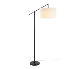 Casper 69" Contemporary Metal Floor Lamp in Matte Black Metal with Natural Linen Shade from Grandview Gallery by