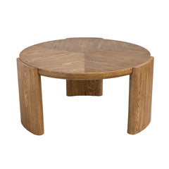 D32x16.5" CRound Coffee Table with Curved Legs and Brown Ash Veneer Finish