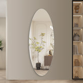 65" x 24" Full Length Wall Mirror, Oval Design, 5mm Copper-Free Silver Glass, Moisture-Resistant & Anti-Oxidation, HD Reflection, Wall-Mounted for Entryway, Bedroom & Salon