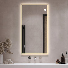48 in. x 24 in. LED Bathroom Vanity Wall Mirror with Straight-Edge Design, Frosted Glass Finish, Anti-Fog, Dimmable 3 Color Lighting, Copper-Free Silver Glass
