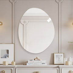 40 in. x 32 in. Modern Asymmetrical Bathroom Wall Mirror, HD Copper-Free Silver Glass, Anti-Oxidation, Vertical Hanging
