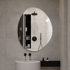 40 in. x 32 in. Modern Asymmetrical Bathroom Wall Mirror, HD Copper-Free Silver Glass, Anti-Oxidation, Vertical Hanging