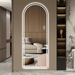 65" x 21" Arch Design LED Full Length Mirror ,Dimmable, High Definition & Explosion-Proof, Full-Length Standing or Wall-Mounted - Brightly Lit for Makeup, Studio, and More