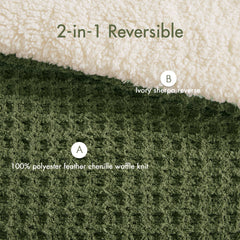 3 Pieces King/Cal King Waffle Knit Chenille Comforter Set,Olive