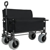 Folding Wagon with Bench Seat & 500 lbs Capacity-3-in-1 Collapsible Utility Cart with All-Terrain Beach Tires for Camping, Beach, Groceries, Outdoor, Black