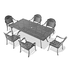 7-Piece Set Of Cast Aluminum Patio Furniture With Red Cushions (same as:W1710S00606)