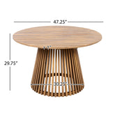 Patio Set Outdoor Acacia Wood Furniture Sets- Braided Dining Chairs Leisure Sets with Patio Dining Table for Garden, Patio & Deck (Teak Look & White Rope)