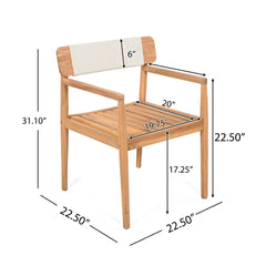 Patio Set Outdoor Acacia Wood Furniture Sets- Braided Dining Chairs Leisure Sets with Patio Dining Table for Garden, Patio & Deck (Teak Look & White Rope)