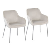 Daniella Contemporary Dining Chair in Chrome Metal and Cream Velvet by LumiSource - Set of 2