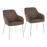 Daniella Contemporary Dining Chair in Chrome Metal and Espresso Faux Leather by LumiSource - Set of 2
