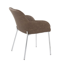 Daniella Contemporary Dining Chair in Chrome Metal and Espresso Faux Leather by LumiSource - Set of 2