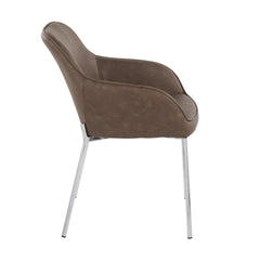 Daniella Contemporary Dining Chair in Chrome Metal and Espresso Faux Leather by LumiSource - Set of 2