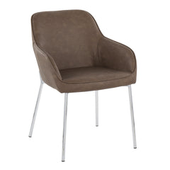 Daniella Contemporary Dining Chair in Chrome Metal and Espresso Faux Leather by LumiSource - Set of 2