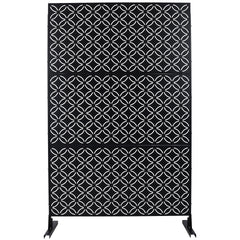 Outdoor & Indoor Privacy Screen Metal Privacy Screen 76" H×48" W, Freestanding Decorative Privacy Screen for Deck Balcony Patio, Privacy Fence Panels for Outside Lawn Garden PS107 BLACK