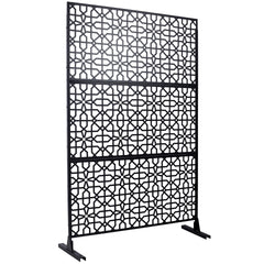 Outdoor & Indoor Privacy Screen Metal Privacy Screen 76" H×48" W, Freestanding Decorative Privacy Screen for Deck Balcony Patio, Privacy Fence Panels for Outside Lawn Garden PS106 BLACK