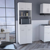 Microwave Double Door Cabinet, One Drawer, One Shelf For Microwave, White