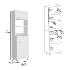 Microwave Double Door Cabinet, One Drawer, One Shelf For Microwave, White