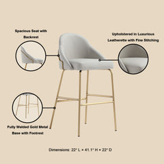 Barstool in Stone Gray and Gold