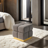 Contemporary Style Square Storage Stool Biscuit Tufting Storage Compartment Charcoal Finish Primary Living Room