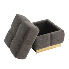 Contemporary Style Square Storage Stool Biscuit Tufting Storage Compartment Charcoal Finish Primary Living Room
