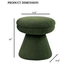 Green Finish Contemporary 1pc Round Top Accent Stool Teddy Fabric Pedestal Base Mushroom Shape Design Primary Living Room