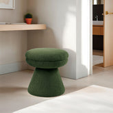 Green Finish Contemporary 1pc Round Top Accent Stool Teddy Fabric Pedestal Base Mushroom Shape Design Primary Living Room