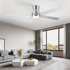 52" Brushed Nickel Lowe Profile Ceiling Fan with Light