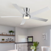 52" Brushed Nickel Lowe Profile Ceiling Fan with Light