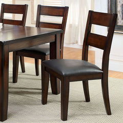 Dark Cherry Finish Solid wood Transitional Style Kitchen Set of 2pcs Dining Chairs Bold & Sturdy Design Chairs Dining Room Furniture Padded Leatherette Seats