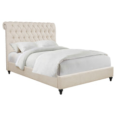 Clemence Beige Tufted Upholstered Eastern King Bed