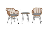 3-Piece Conversation Set in Tan and Gray