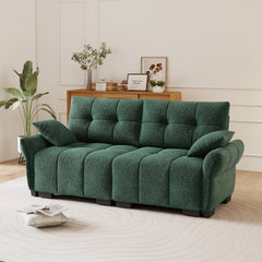 Premium Two-Seater Sofa - Ergonomic Design with High-Resilience Foam Cushions, Modern Chenille Fabric Upholstery for Living Room, Lounge, Office Space, Green