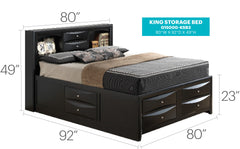 Sleek Contemporary Black King Storage Bed