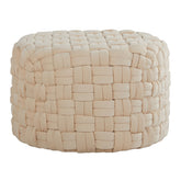Braided Round 24" Ottoman in Cream Velvet by LumiSource