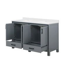 Dark Grey Double Bath Vanity 60 in. W x 22 in. D, with Cultured Marble Top