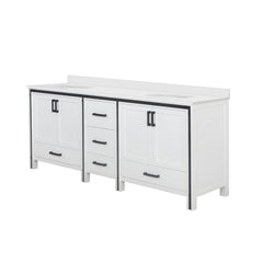 White Double Bath Vanity 84 in. W x 22 in. D, with White Quartz Top