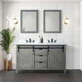 Ash Grey Double Bath Vanity 60 in. W x 22 in. D, Cultured Marble Countertop and Faucet Set
