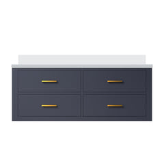 Blue Single Bath Vanity 48 in. W x 22 in. D, with White Quartz Top