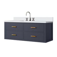 Blue Single Bath Vanity 48 in. W x 22 in. D, Cultured Marble Top, and Faucet Set