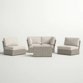 Fully Assembled Wicker Patio Seating Group for 4 with Cushions