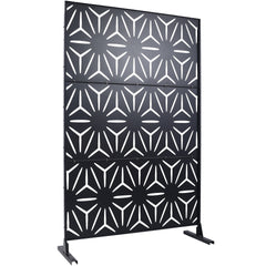 Outdoor & Indoor Privacy Screen Metal Privacy Screen 76" H×48" W, Freestanding Decorative Privacy Screen for Deck Balcony Patio, Privacy Fence Panels for Outside Lawn Garden PS104 BLACK