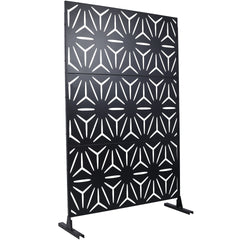 Outdoor & Indoor Privacy Screen Metal Privacy Screen 76" H×48" W, Freestanding Decorative Privacy Screen for Deck Balcony Patio, Privacy Fence Panels for Outside Lawn Garden PS104 BLACK