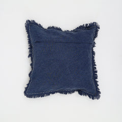 Stonewashed Linen Throw Pillow with Handworked Edges & Fringe -22X22"