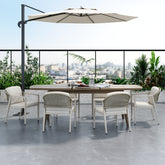 7 pieces Outdoor Dining Set,Dining Chair (Set of 6)+Acacia Wood Expandable Dining Table,Gray