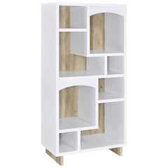 Geilys White and Distressed Pine 65-inch 8-shelf Bookcase